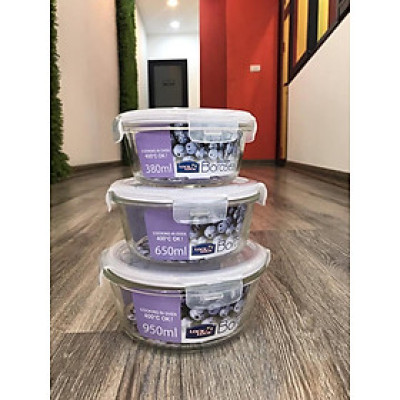 Bộ 3 hộp thủy tinh Lock&Lock LLG861S3WS dáng tròn