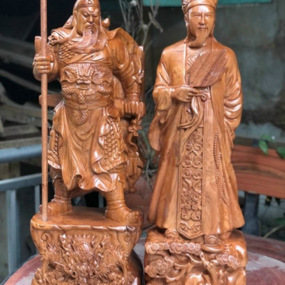 Cặp đôi văn võ song toàn, tượng khổng minh (gia cát lượng ) và tượng quan công kt cao 80