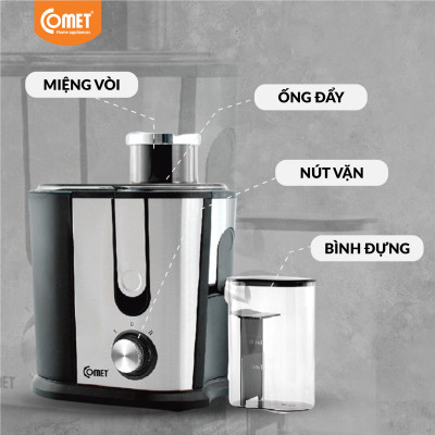 Máy ép trái cây Comet CM9838 công suất 400W – ép nhanh, lọc bã riêng, dung tích 0.5L – Hàng chính hãng, bảo hành 12 tháng