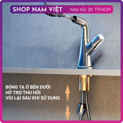 Vòi Nước Lavabo Cao Cấp Dây Rút 2 Chế Độ Nước
