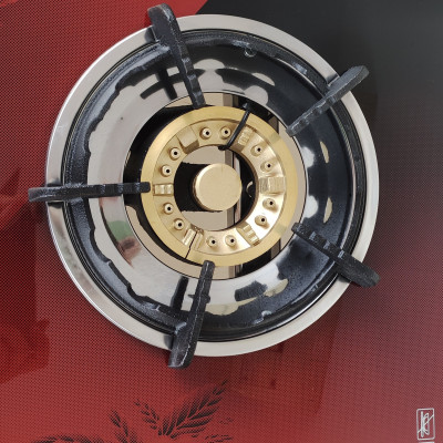 Bếp ga đôi kiếng cường lực Raiden RDB2260, đầu đốt đồng thau nguyên khối phi 100mm-Hàng chính hãng