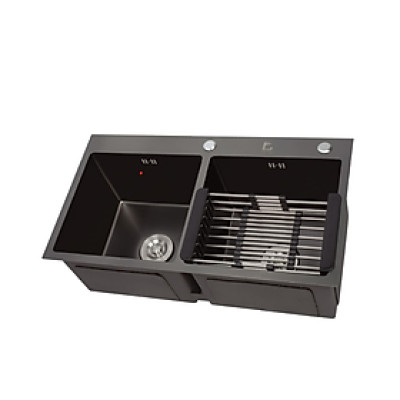 Chậu rửa chén bát 2 hố cân inox 304 phủ nano Juno sofa Teady 820 x 450 x 230 mm CRBCT-8202C