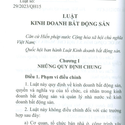Luật Kinh Doanh Bất Động Sản (Có Hiệu Lực Thi Hành Từ Ngày 1/8/2024)