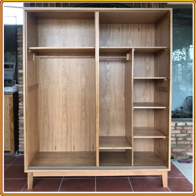Tủ quần áo gỗ sồi cửa lùa Tundo 140 x 60 x 200 cm