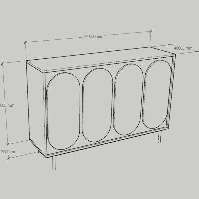 [Happy Home Furniture] SWEETY, Tủ đựng đồ 4 cửa mở - chân sắt, 140cm x 40cm x 95cm ( DxRxC), TCM_062