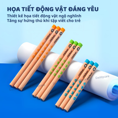 Bộ bút Chì 2B 4B 6B hộp 6 bút chì Mideer Thick Triangular Pencils, Đồ dùng học tập