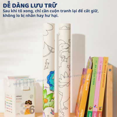 Tranh tô màu dán tường cho bé khổng lồ 4m*40cm Mideer Adhesive Colouring Scroll