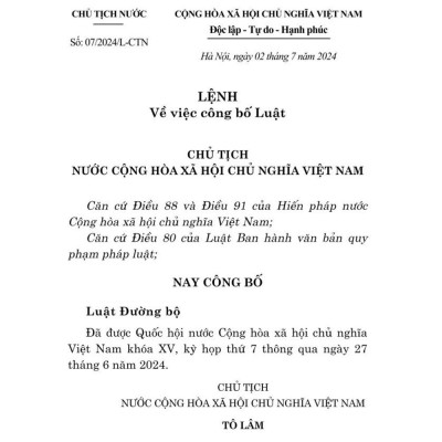 Luật đường bộ năm 2024 - bản in 2024