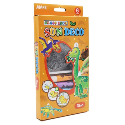Bộ Màu Vẽ Trang Trí Trên Kính Sun Deco - Amos SD10P6-D - Dino