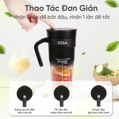 Máy Xay Sinh Tố Tích Điện Cầm Tay SEKA NT889 Dung Tích 470ml Công Suất 150W hàng nhập khẩu