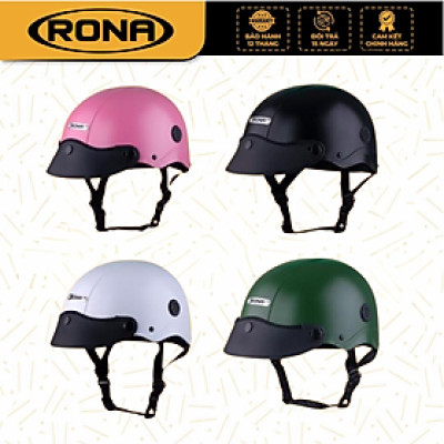 Mũ bảo hiểm xe máy 1/2 Rona R5 sơn trơn, nón freesize dành cho cả nam và nữ kèm lưỡi trai đen