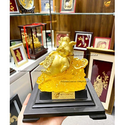 Tượng heo dát vàng M04 (14x17x22cm) MT Gold Art- Hàng chính hãng, trang trí nhà cửa, phòng làm việc, quà tặng sếp, đối tác, khách hàng, tân gia, khai trương 