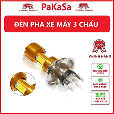 Đèn Fa Led 3 tim chân H4 ánh sáng trắng cho xe máy - Hàng chính hãng 