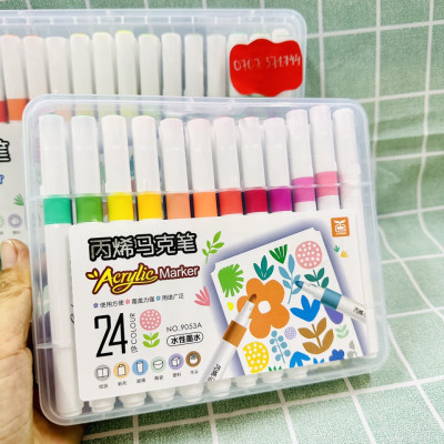 Bút Lông Màu Acrylic Marker 12/24/36/48/60 Màu Hàng Cao Cấp An Toàn Màu Sắc Tươi Sáng Vẽ Được Trên Nhiều Chất Liệu