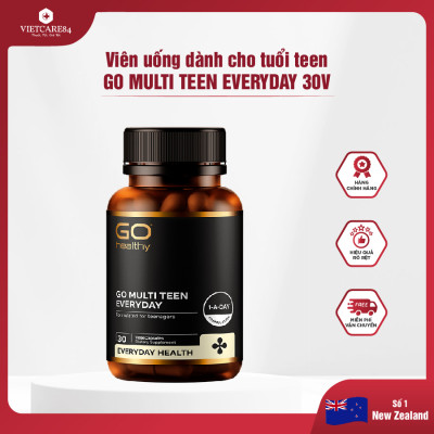 Viên uống cho tuổi teen nhập khẩu chính hãng New Zealand GO MULTI TEEN EVERYDAY (30 viên) bổ sung 32 vitamin, khoáng chất và một số dưỡng chất hỗ trợ duy trì và tăng cường sức khỏe cho trẻ ở tuổi tăng trưởng, tuổi dậy thì