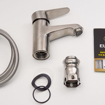 Vòi Lavabo nóng lạnh Inox SUS 304 Chrome Eurolife EL-1502