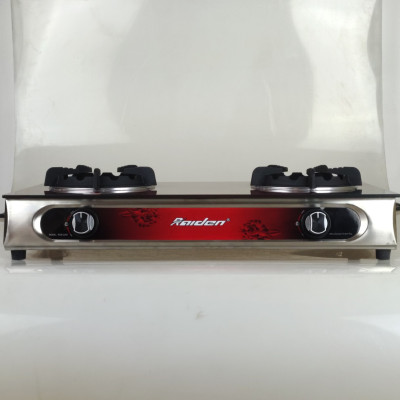 Bếp ga đôi kiếng cường lực Raiden RDB2260, đầu đốt đồng thau nguyên khối phi 100mm-Hàng chính hãng