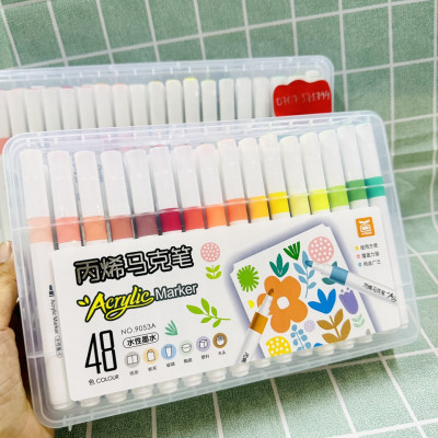 Bút Lông Màu Acrylic Marker 12/24/36/48/60 Màu Hàng Cao Cấp An Toàn Màu Sắc Tươi Sáng Vẽ Được Trên Nhiều Chất Liệu