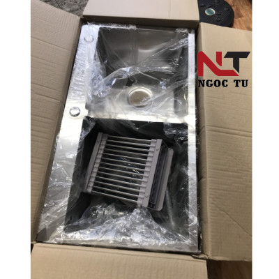 COMBO CHẬU RỬA BÁT, RỬA CHÉN ĐÚC SUS 304 VÀ VÒI RỬA BÁT nóng lạnh dây rút SUS 304