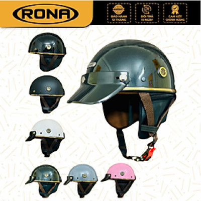 Mũ bảo hiểm xe máy nửa đầu RONA PUG kèm ốp tai che nắng, nón bảo hiểm freesize cho nam và nữ
