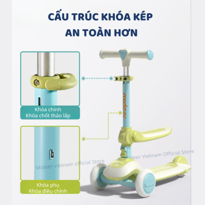 Xe Trượt Scooter Mideer Cao Cấp  gấp gọn có ghế ngồi cho bé
