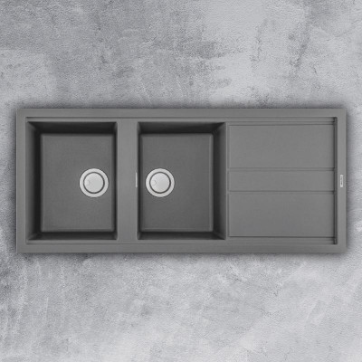 Chậu Rửa Chén Đá Malloca Titanium K-50073 (Màu Xám) - Ngang 116cm - Hàng Chính Hãng