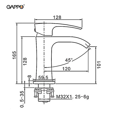 VÒI LAVABO CAO CẤP PHỦ SỨ NHẬP KHẨU NGA GAPPO G1007-8- HÀNG CHÍNH HÃNG