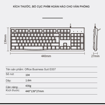 Bàn phím văn phòng có dây Newmen E007-Hàng chính hãng