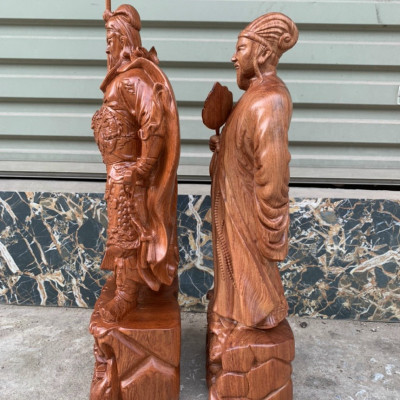 Cặp đôi văn võ song toàn, tượng khổng minh (gia cát lượng ) và tượng quan công kt cao 80