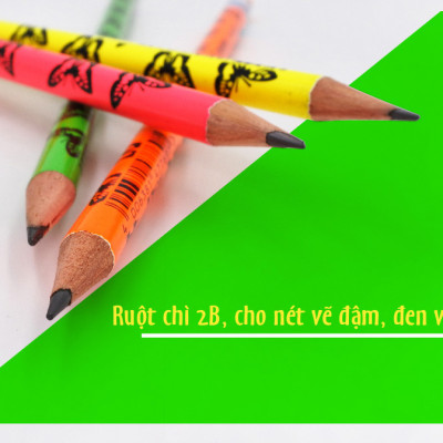 Combo Bút chì gỗ STABILO butterfly 4920 có đầu tẩy - Bộ 6 bút thân màu cam có đầu gôm + Chuốt chì PS4538 (PC4920R-C6S)