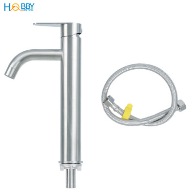 Vòi chậu lavabo lạnh gắn bàn đá inox 304 xước mờ Hobby home decor LBL8