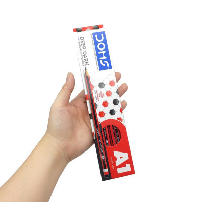 Hộp 12 Bút Chì Gỗ RT A1 Deep Dark + Gôm + Chuốt - DOMS 3414