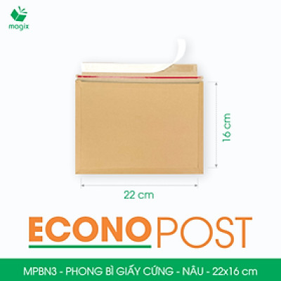 MPBN3 - 22x16 cm - Combo 100 phong bì giấy cứng đóng hàng màu nâu thay thế túi gói hàng