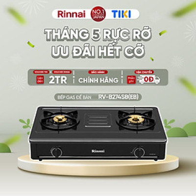 Bếp gas dương Rinnai RV-B274SB(EB) mặt bếp men và kiềng bếp men - Hàng chính hãng.