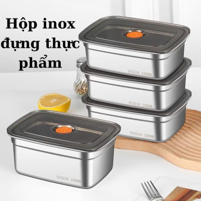 Hộp Đựng Thực Phẩm Inox Cao Cấp Kèm Nắp – Khay Inox Đựng Đồ Ăn Bảo Quản Tủ Lạnh Đủ Size - HÀNG CHÍNH HÃNG MINIIN