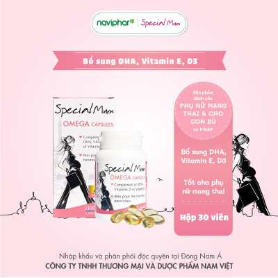 [Hộp 30/60 viên] Viên nang Special Mum Omega Capsules bổ sung DHA, Vitamin E, Vitamin D3, bổ sung DHA cho thai nhi