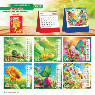 Lịch Tết 2026 - Lịch Bàn Chữ A Đứng (19x17) Nhiều Chủ Đề