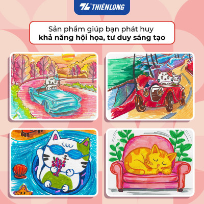 Bút Lông Màu Thiên Long Fiber Pen Washable SWM-C006 - 36 Màu- Viết Được Nét Mảnh Nét To- Mực rửa được