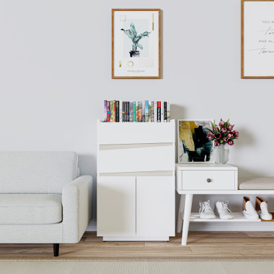 [Happy Home Furniture] VIGGO, Tủ đựng đồ 2 ngăn kéo - 2 cửa mở, 52cm x 32cm x 82cm ( DxRxC), THK_163