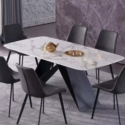 Bàn ăn cao cấp Juno Sofa mặt đá chân sắt M hiện đại