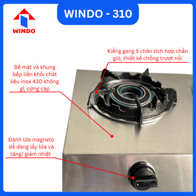 Bếp Gas Công Nghiệp Thấp Áp 3 Lò WINDO - 310 | Bếp gas 3 lò sen lửa lớn nấu nhanh hơn- Hàng Chính Hãng