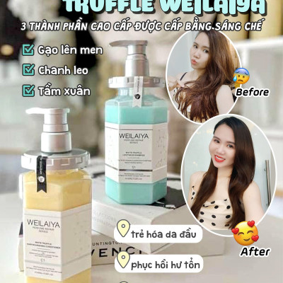 Bộ Dầu gội xả Phục hồi đa tầng nấm Truffle Weilaiya 450ml + 450ml giúp làm mềm tóc, mượt tóc
