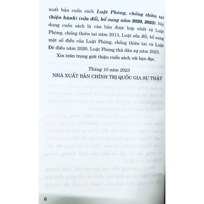 Sách - Luật Phòng, Chống Thiên Tai (Hiện Hành) (Sửa Đổi, Bổ Sung Năm 2020, 2023) - NXB Chính Trị Quốc Gia