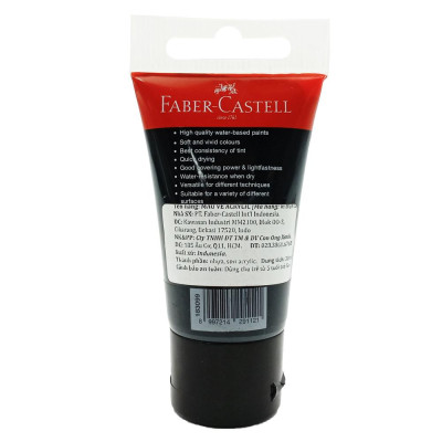 Tuýp màu vẽ acrylic 30ml black (đen) Faber 183099