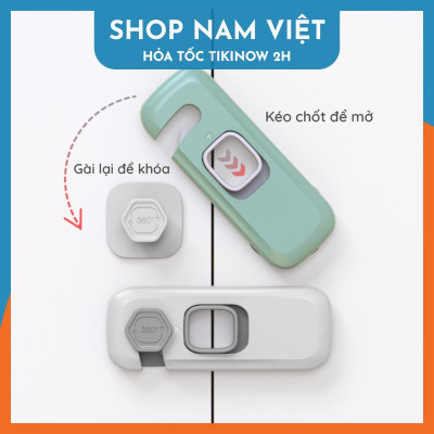 Khóa Tủ An Toàn Cho Bé Xoay 360 Độ, Khóa Tủ Lạnh, Bếp, Hộc Bàn Chống Kẹt - Chính Hãng NAVIVU