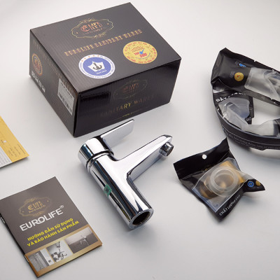 Vòi Lavabo nóng lạnh Đồng mạ Chrome Eurolife EL-AZA02 (Trắng bạc)