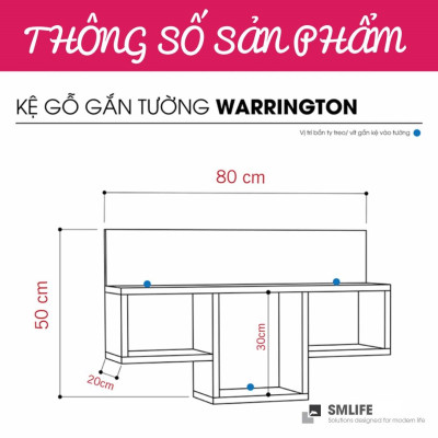Kệ gỗ trang trí phòng khách gia đình SMLIFE Warrington