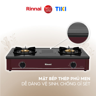 Bếp gas dương Rinnai RV-B274SR(EB) mặt bếp men và kiềng bếp men - Hàng chính hãng.