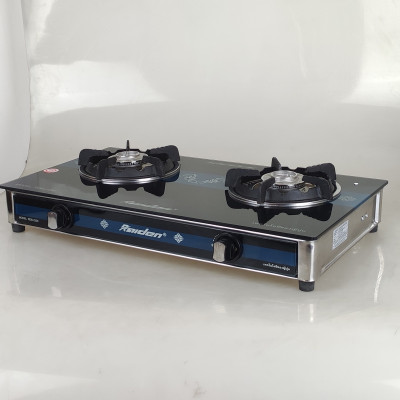 Bếp ga đôi kiếng cường lực Raiden RDB2250A, kiềng gang chống oxj hóa, kính 7ly, Hàng chính hãng