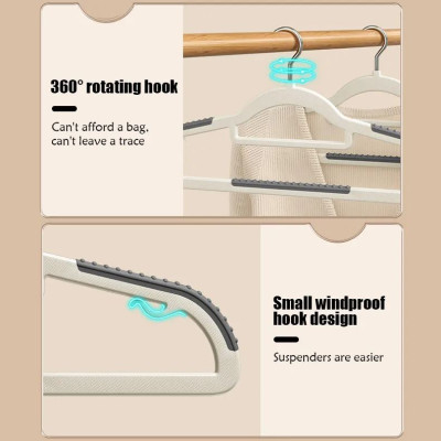 Set 10 móc treo quần áo chống trượt xoay 360 đa năng 